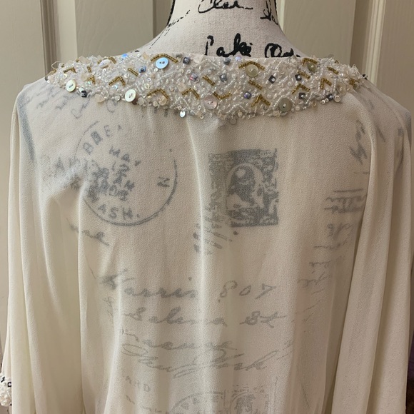 Rhona Sutton Cream Embellished Swim Coverup - Picture 8 of 12